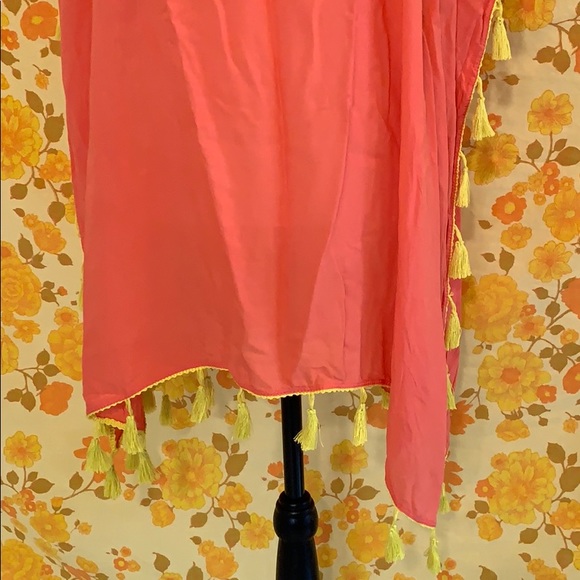 NWT C&T Beach Coral and Yellow Tassel Cover Up - Picture 3 of 8